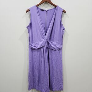 Talbots Womens Wrap Midi Dress 1XP Purple Sleeveless Stretch Colorful Casual